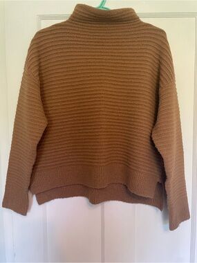 Garage Ribbed Funnel Neck Sweater - Tan Brown
